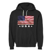 Vintage Worn USA Flag Garment-Dyed Fleece Hoodie