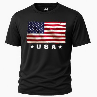 Vintage Worn USA Flag Cooling Performance Crew T-Shirt