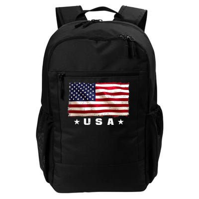 Vintage Worn USA Flag Daily Commute Backpack