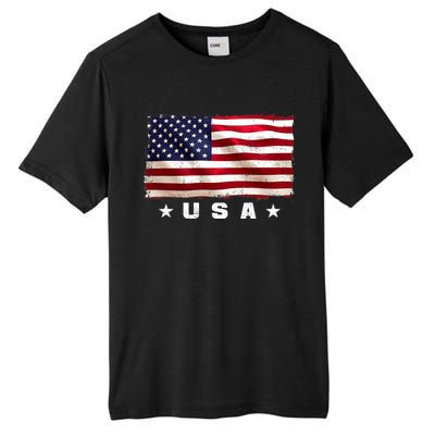 Vintage Worn USA Flag Tall Fusion ChromaSoft Performance T-Shirt