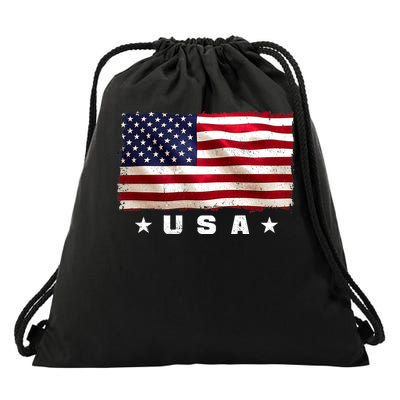 Vintage Worn USA Flag Drawstring Bag