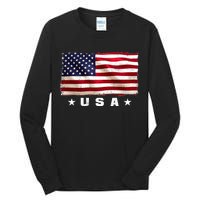 Vintage Worn USA Flag Tall Long Sleeve T-Shirt