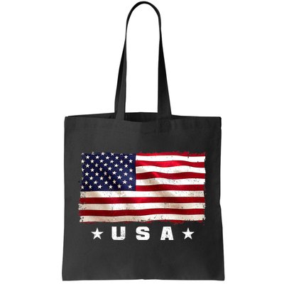 Vintage Worn USA Flag Tote Bag