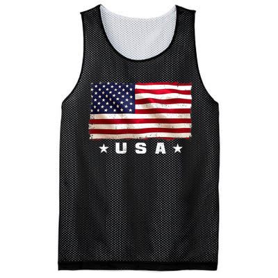 Vintage Worn USA Flag Mesh Reversible Basketball Jersey Tank