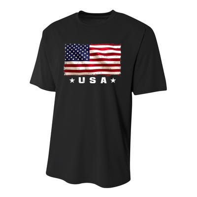 Vintage Worn USA Flag Youth Performance Sprint T-Shirt