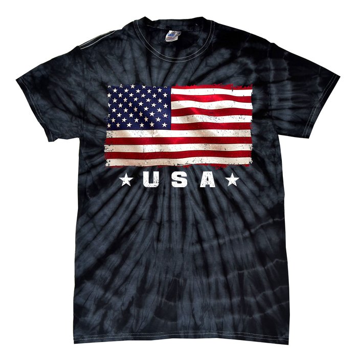 Vintage Worn USA Flag Tie-Dye T-Shirt