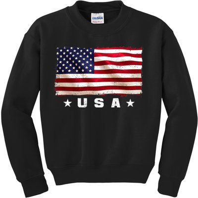 Vintage Worn USA Flag Kids Sweatshirt