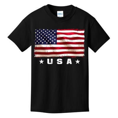 Vintage Worn USA Flag Kids T-Shirt