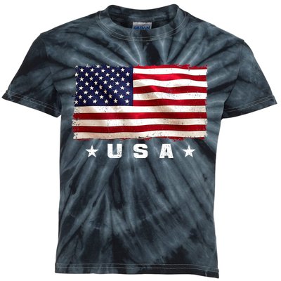 Vintage Worn USA Flag Kids Tie-Dye T-Shirt