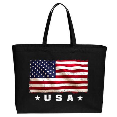 Vintage Worn USA Flag Cotton Canvas Jumbo Tote