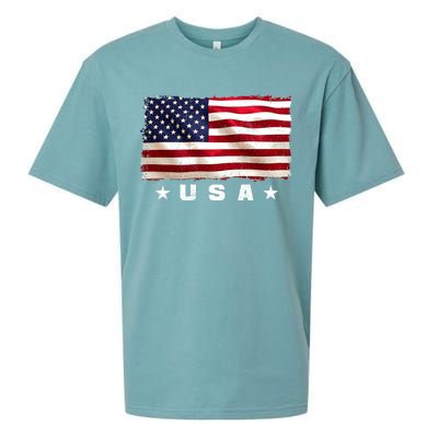 Vintage Worn USA Flag Sueded Cloud Jersey T-Shirt