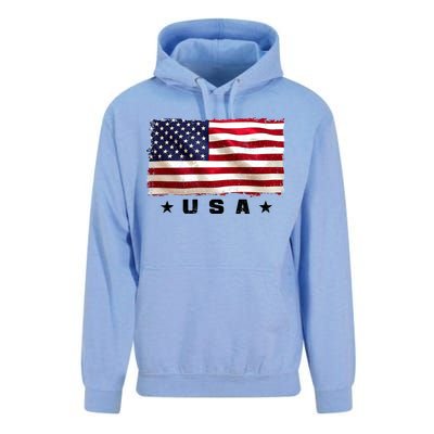 Vintage Worn USA Flag Unisex Surf Hoodie