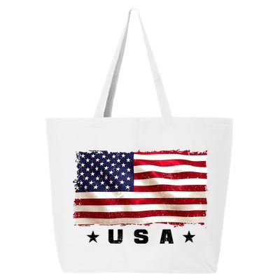 Vintage Worn USA Flag 25L Jumbo Tote