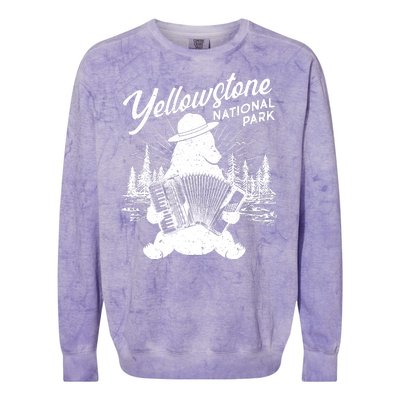 Vintage Yellowstone National Park Ranger Bear Colorblast Crewneck Sweatshirt