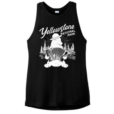 Vintage Yellowstone National Park Ranger Bear Ladies PosiCharge Tri-Blend Wicking Tank