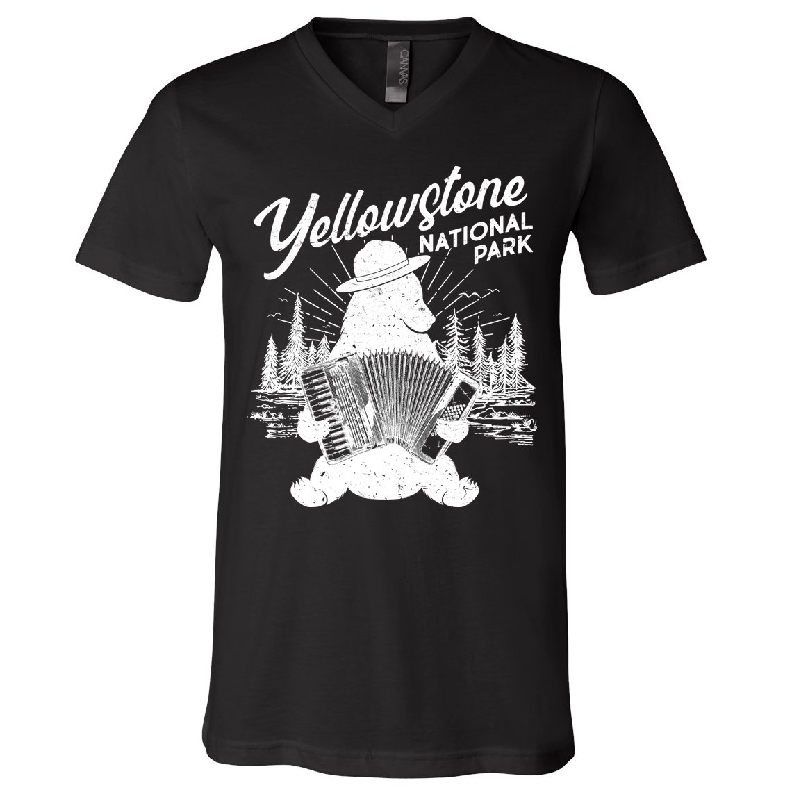 Vintage Yellowstone National Park Ranger Bear V-Neck T-Shirt