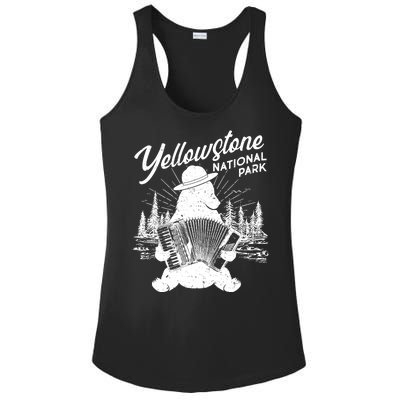 Vintage Yellowstone National Park Ranger Bear Ladies PosiCharge Competitor Racerback Tank