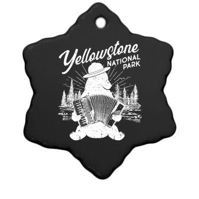 Vintage Yellowstone National Park Ranger Bear Ceramic Star Ornament