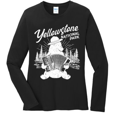 Vintage Yellowstone National Park Ranger Bear Ladies Long Sleeve Shirt