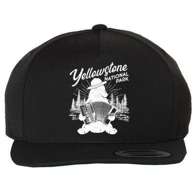 Vintage Yellowstone National Park Ranger Bear Wool Snapback Cap