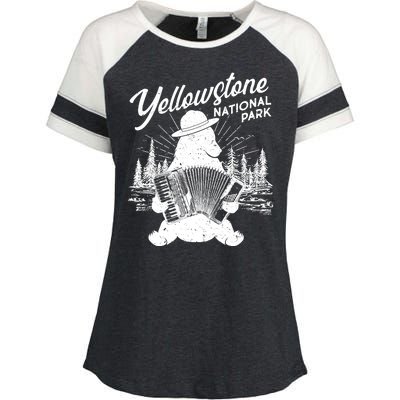 Vintage Yellowstone National Park Ranger Bear Enza Ladies Jersey Colorblock Tee