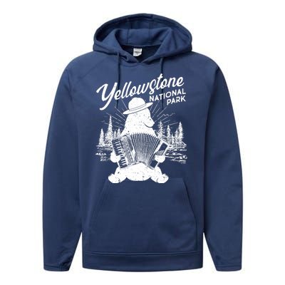 Vintage Yellowstone National Park Ranger Bear Performance Fleece Hoodie