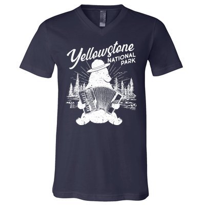 Vintage Yellowstone National Park Ranger Bear V-Neck T-Shirt