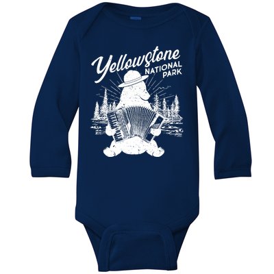 Vintage Yellowstone National Park Ranger Bear Baby Long Sleeve Bodysuit