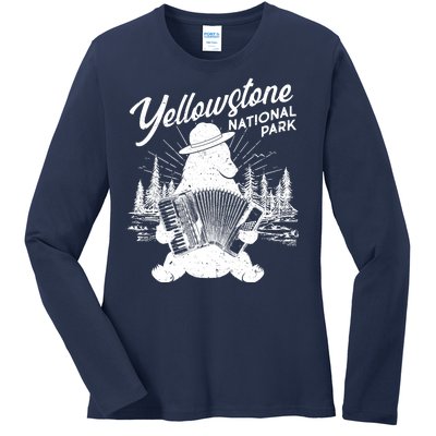 Vintage Yellowstone National Park Ranger Bear Ladies Long Sleeve Shirt