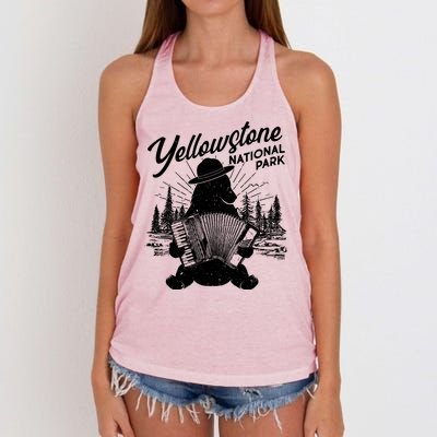 Vintage Yellowstone National Park Ranger Bear Women's Knotted Racerback Tank