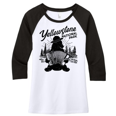 Vintage Yellowstone National Park Ranger Bear Women's Tri-Blend 3/4-Sleeve Raglan Shirt