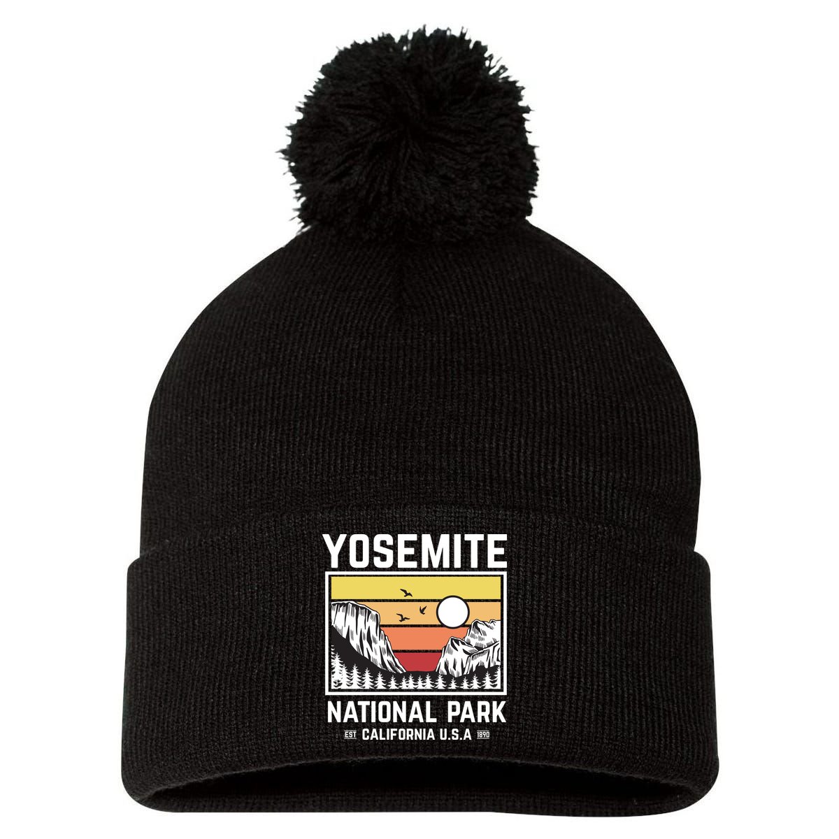 Vintage Yosemite National Park Pom Pom 12in Knit Beanie
