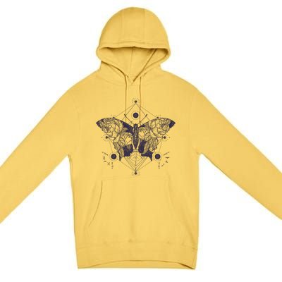 Vintage Zodiac Floral Moth Butterfly Premium Pullover Hoodie