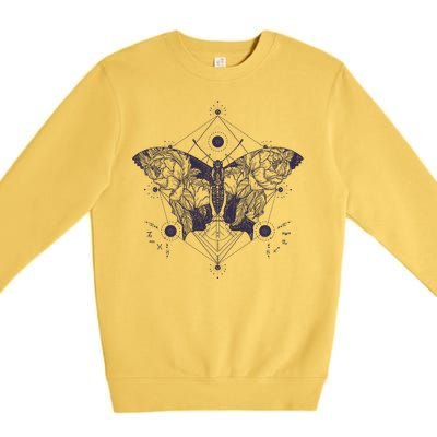 Vintage Zodiac Floral Moth Butterfly Premium Crewneck Sweatshirt