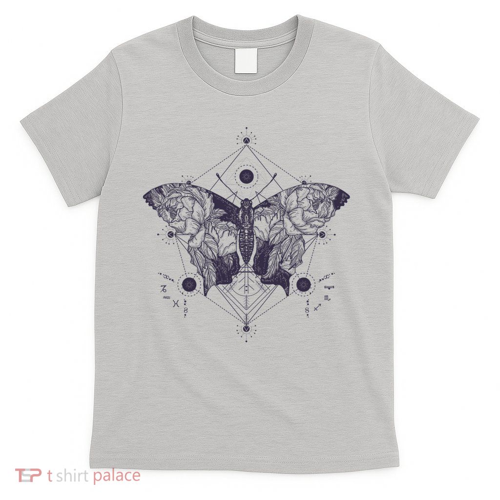 Vintage Zodiac Floral Moth Butterfly T-Shirt