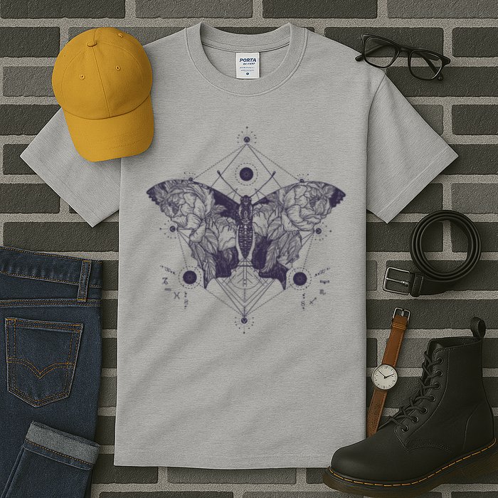 Vintage Zodiac Floral Moth Butterfly Tall T-Shirt