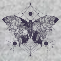 Vintage Zodiac Floral Moth Butterfly Tall T-Shirt