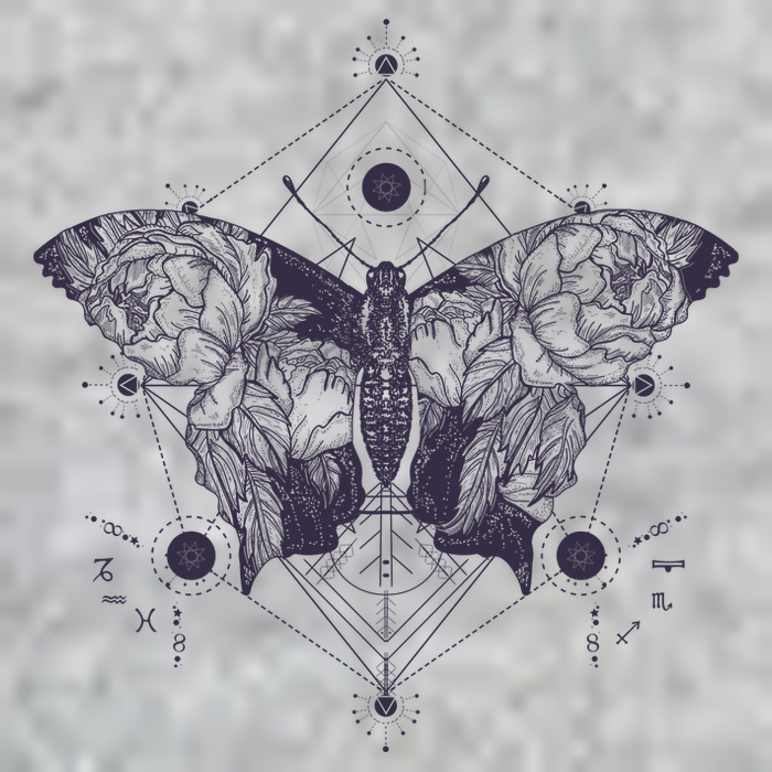 Vintage Zodiac Floral Moth Butterfly Tall T-Shirt