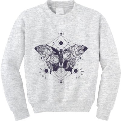 Vintage Zodiac Floral Moth Butterfly Kids Sweatshirt