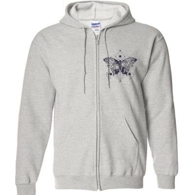 Vintage Zodiac Floral Moth Butterfly Full Zip Hoodie