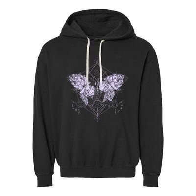 Vintage Zodiac Floral Moth Butterfly Garment-Dyed Fleece Hoodie