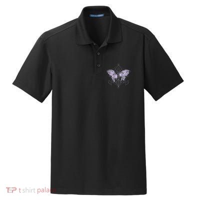 Vintage Zodiac Floral Moth Butterfly Dry Zone Grid Polo