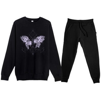 Vintage Zodiac Floral Moth Butterfly Premium Crewneck Sweatsuit Set