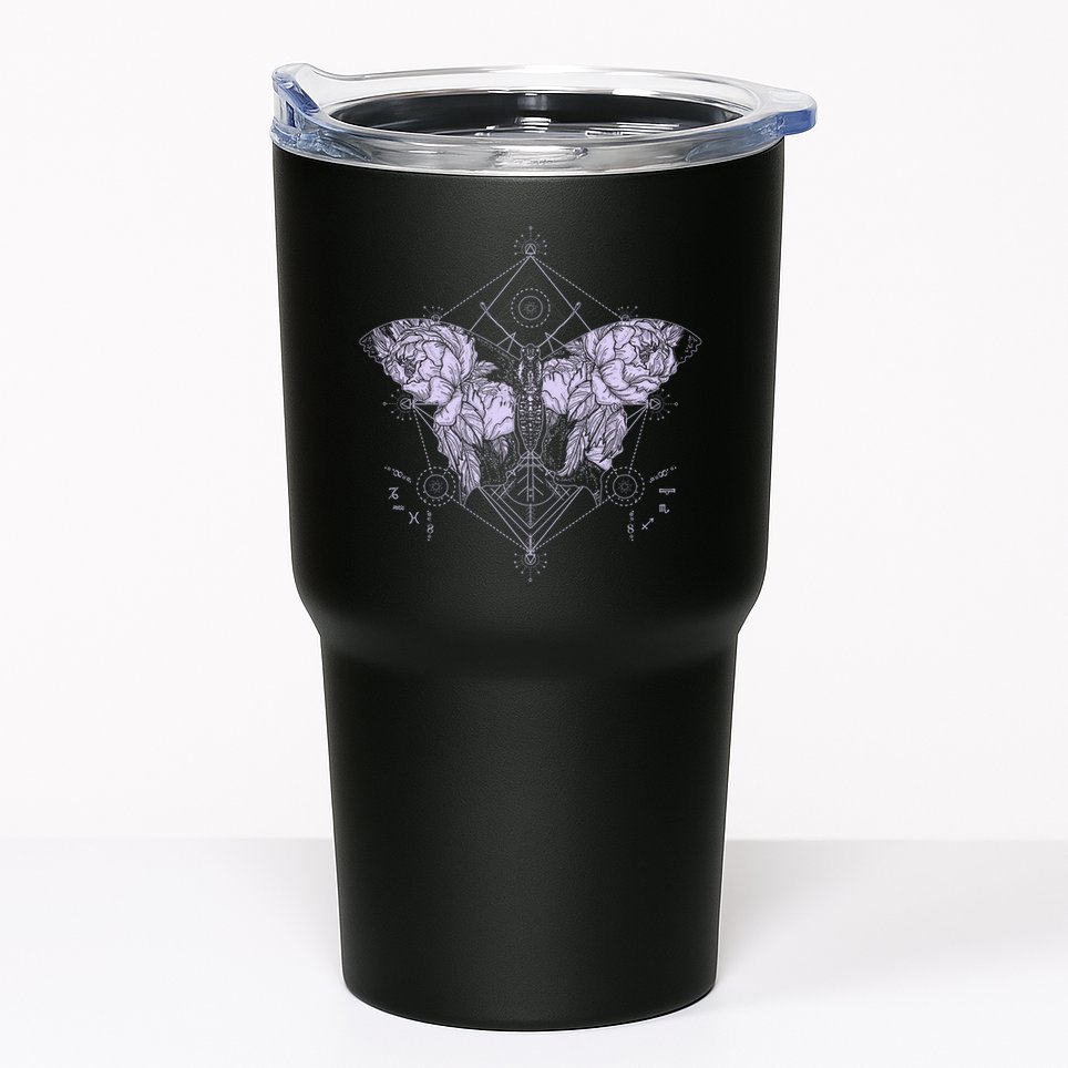 Vintage Zodiac Floral Moth Butterfly Tumbler