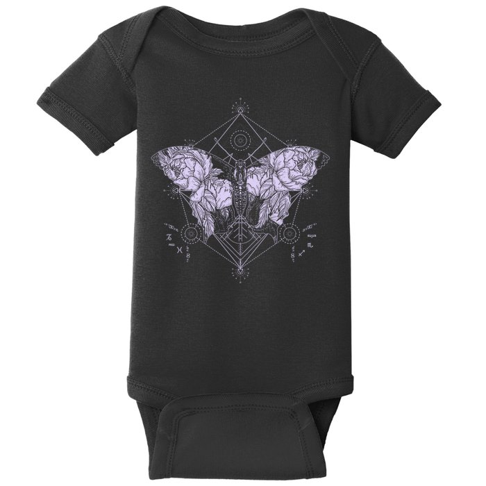 Vintage Zodiac Floral Moth Butterfly Baby Bodysuit