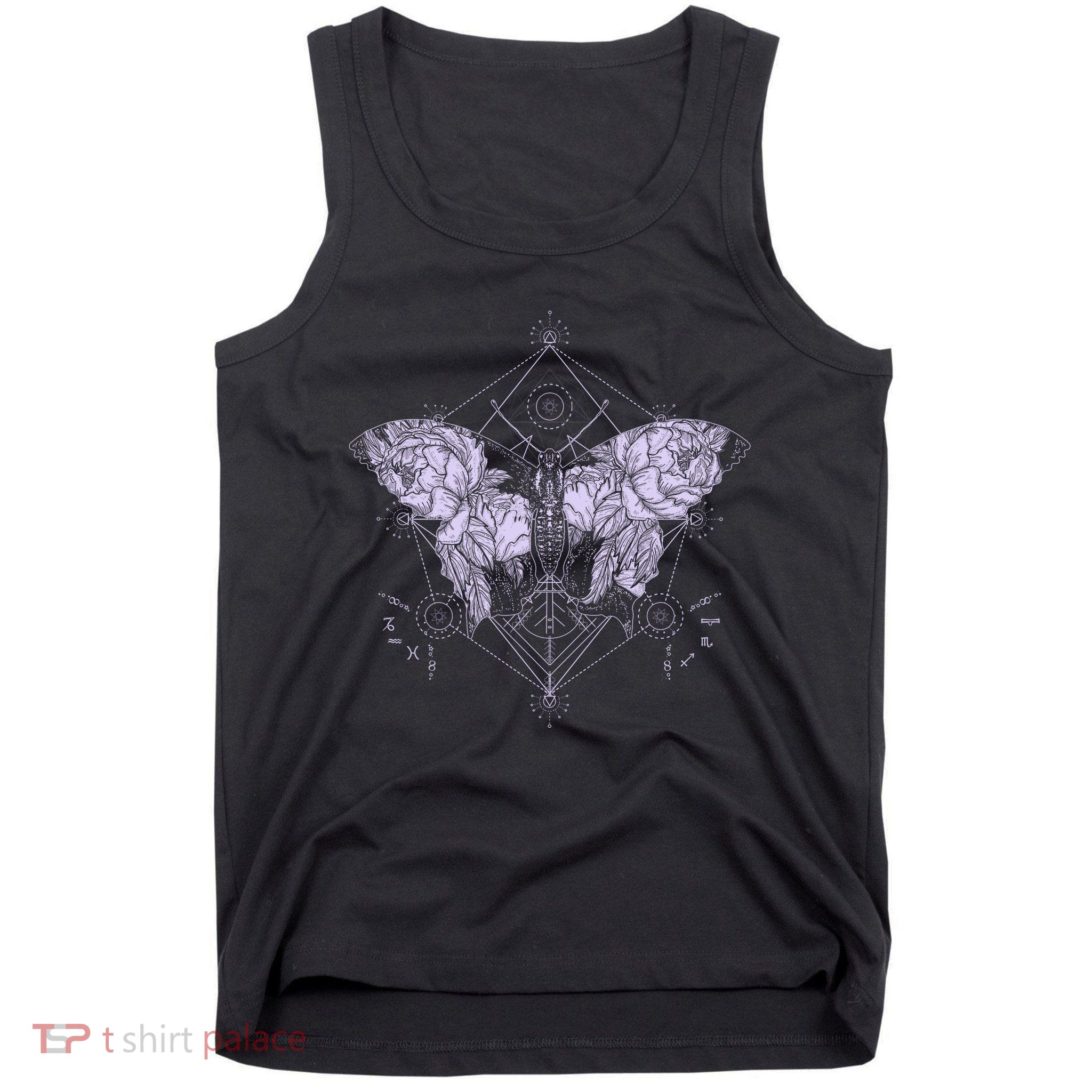 Vintage Zodiac Floral Moth Butterfly Tank Top