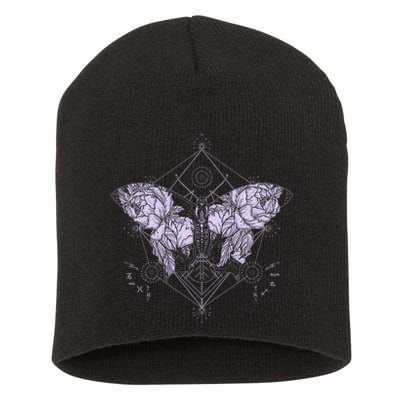 Vintage Zodiac Floral Moth Butterfly Short Acrylic Beanie