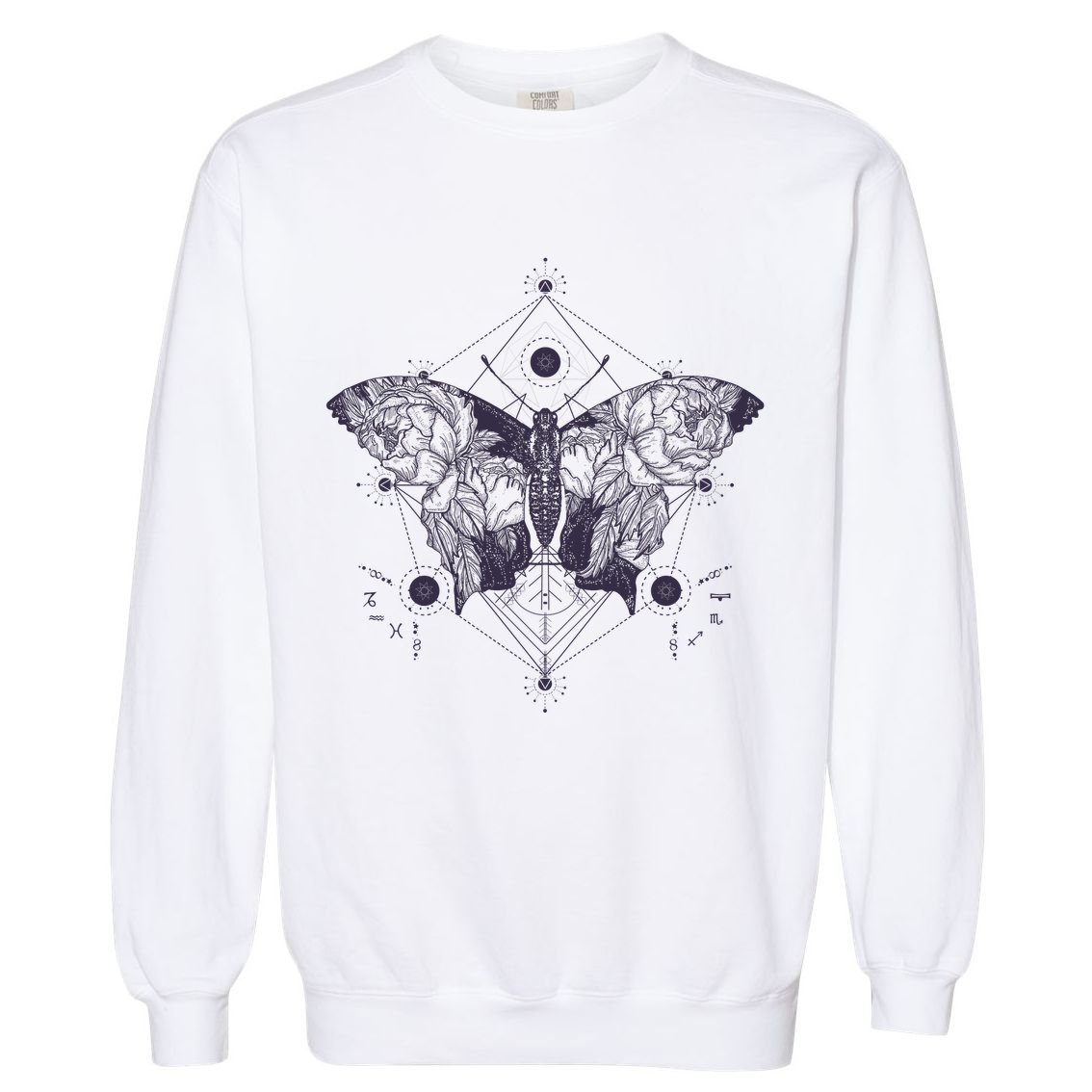 Vintage Zodiac Floral Moth Butterfly Garment-Dyed Sweatshirt