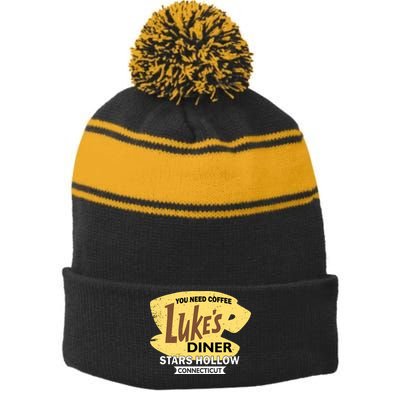 Vintge Luke's Diner Stars Hollow Connecticut Stripe Pom Pom Beanie