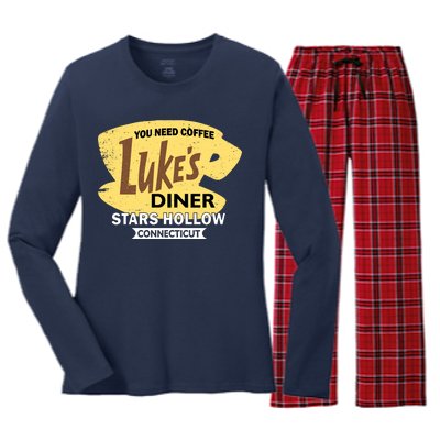 Vintge Luke's Diner Stars Hollow Connecticut Women's Long Sleeve Flannel Pajama Set 